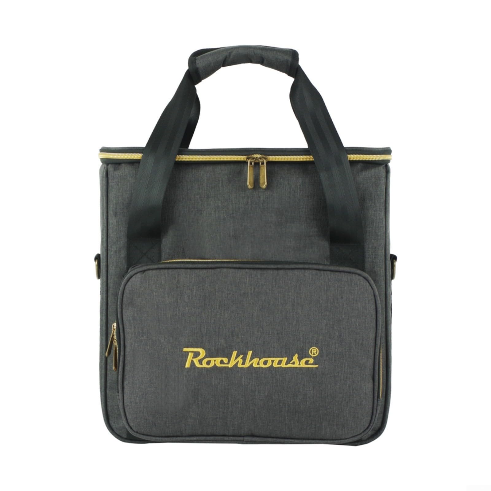 Bolsa portátil para discos de vinilo, para LP de 12 pulgadas, resistente funda de almacenamiento de tela catiónica con amortiguación de 8 mm, bolsillo externo y correas de transporte dobles