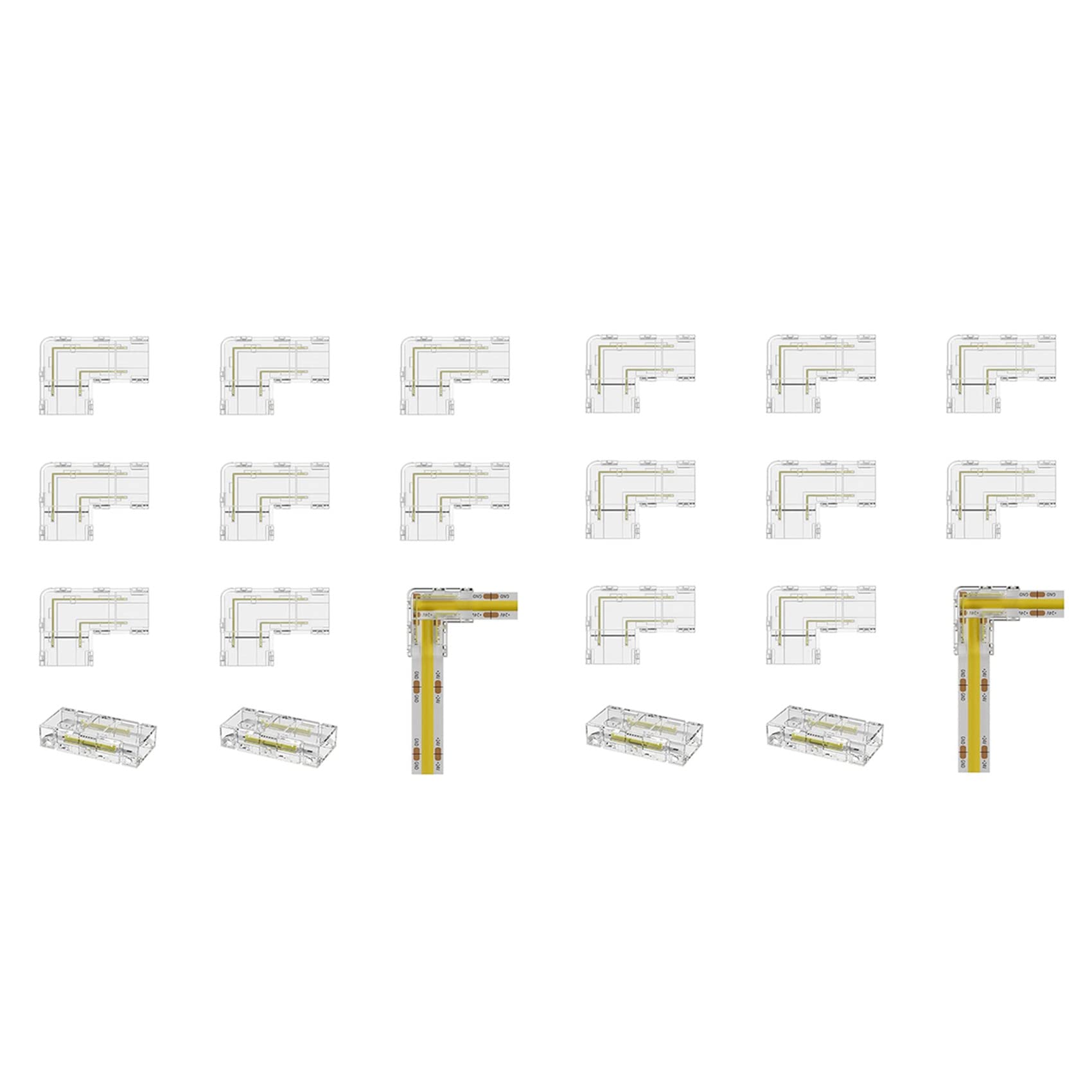 Jnchdghwa As Shown 8Mm Connector 16Pc L-Shaped/Corner Connector,4Pc Gapless Connectors For Cob Led Strip Lights,Not For 10Mm Tape Lights