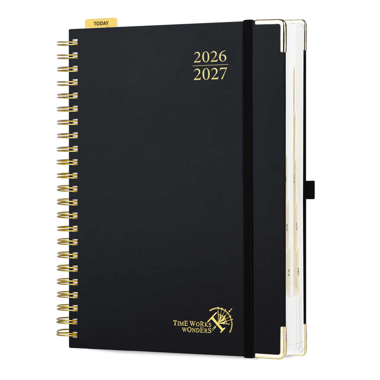 POPRUN 2026-2027 Academic Daily Planner One Page Per Day, 8.5" x 12" Calendar Agenda, School Year July 2026 to June 2027, Hardcover Appointment Book with Hourly Time Slots, Spiral Bound, Monthly Tabs