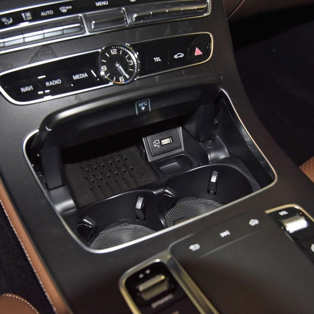 Chromrahmen Für Mittelkonsole Aschenbecher / Becherhalter – Passend Für Mercedes E-Klasse W213 (2015-2020), ABS+PC, Silber