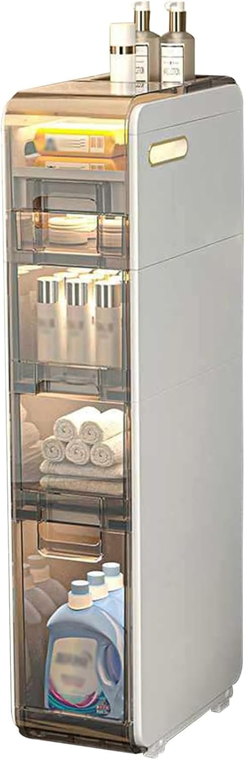 Movable Bathroom Storage Cabinet with 2/3/4 Drawers, Toilet Paper Storage, Corner Shelves, Bathroom Furniture Sets, Side Storage Organizer Toilet