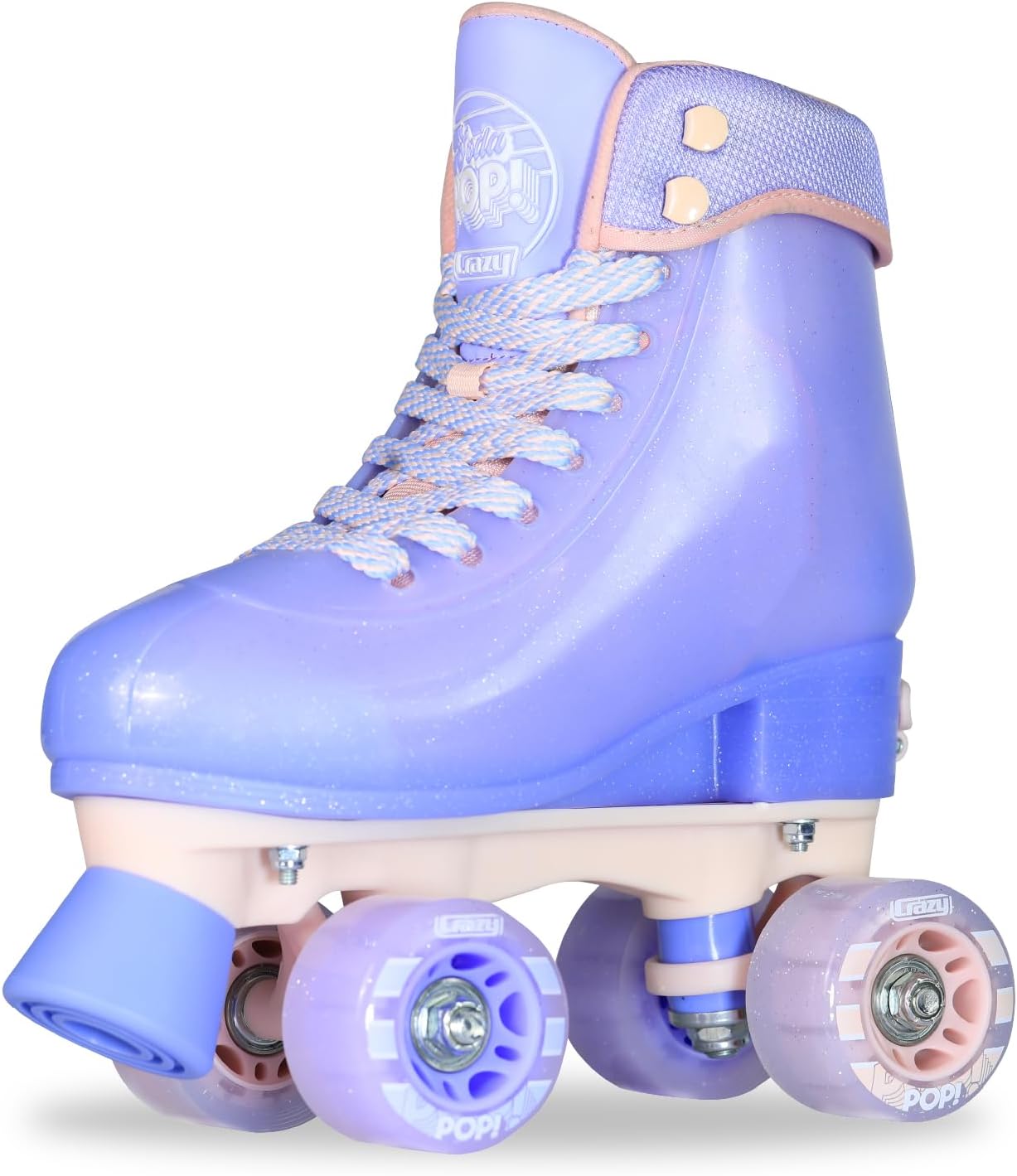 Crazy Skates Adjustable Roller Skates for Girls and Boys - Glitter Pop Collection - Size Adjustable to fit Four Sizes
