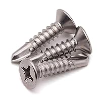 Vista 6 de Tornillos de chapa de cabeza plana Phillips #6 x 1, tornillos autoperforantes de acero inoxidable 410 para metal, cabeza avellanada, Phillips Drive