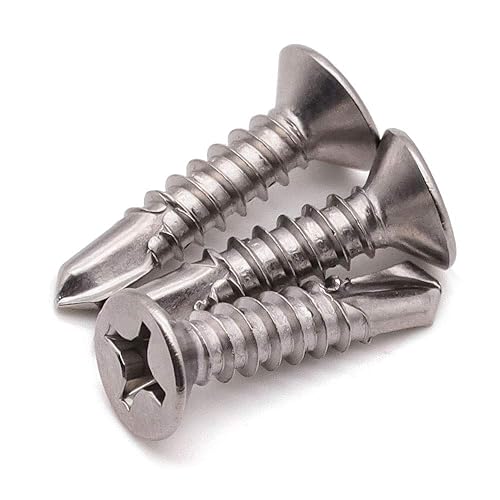 Miniatura 7 de Tornillos Phillips de cabeza plana #10 x 34 pulgadas, tornillos autoperforantes de acero inoxidable 410 para metal, cabeza avellanada, unidad