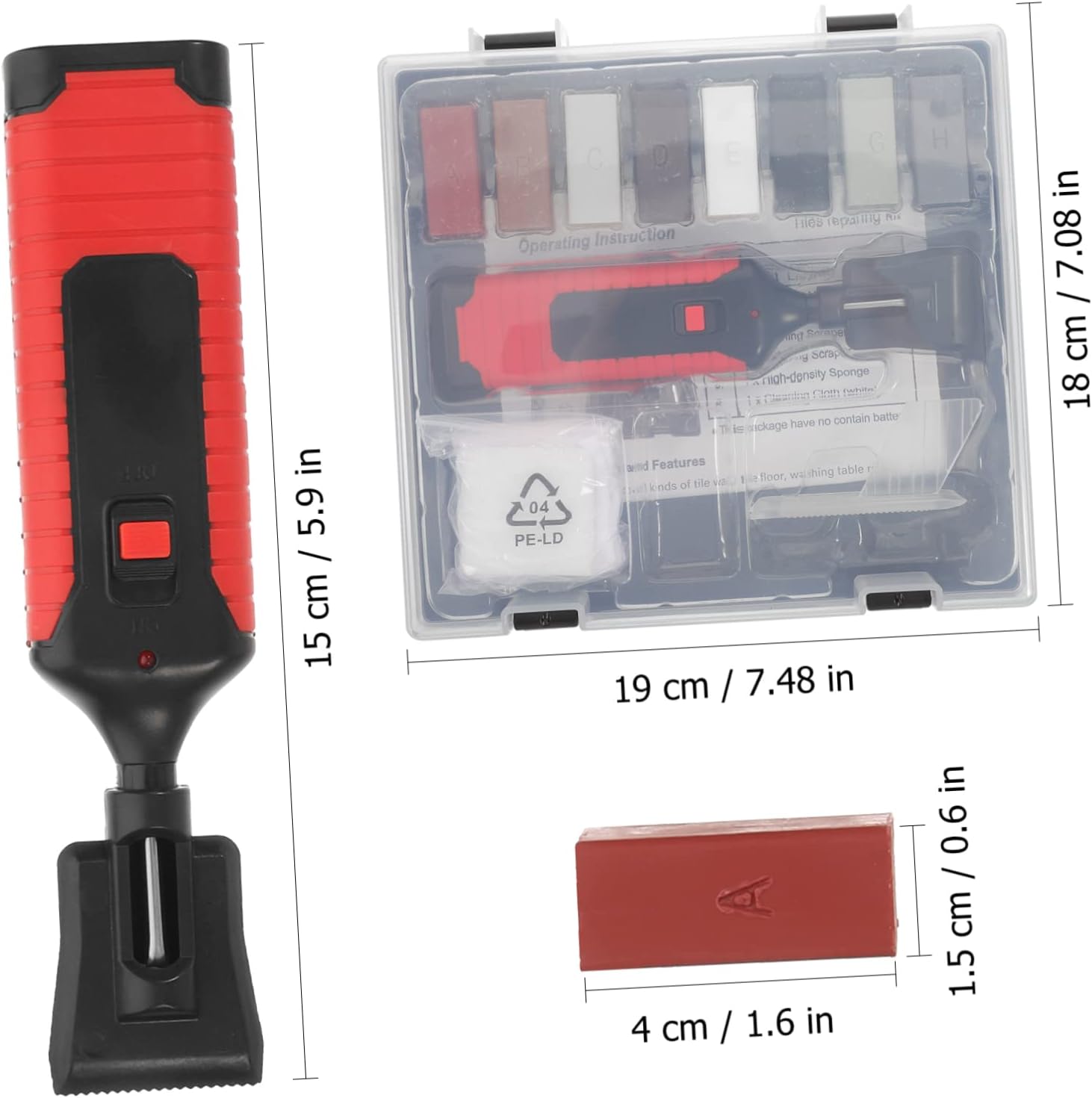 VILLCASE 1set Tile Repair Kit Porcelain Chip Repair Wax Blocks and Heater for Home Office
