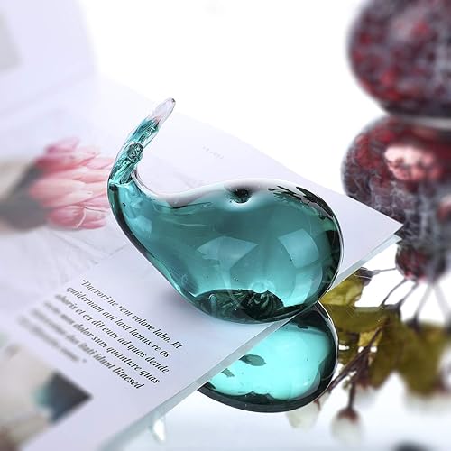 Miniatura 6 de HDCRYSTALGIFTS Figura de ballena de vidrio soplado a mano de 3.5 pulgadas, coleccionables, pisapapeles, decoración de acuario, regalo para amantes