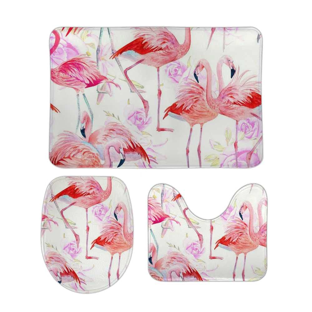 Tapis de salle de bain antidérapant en mousse polaire rose
