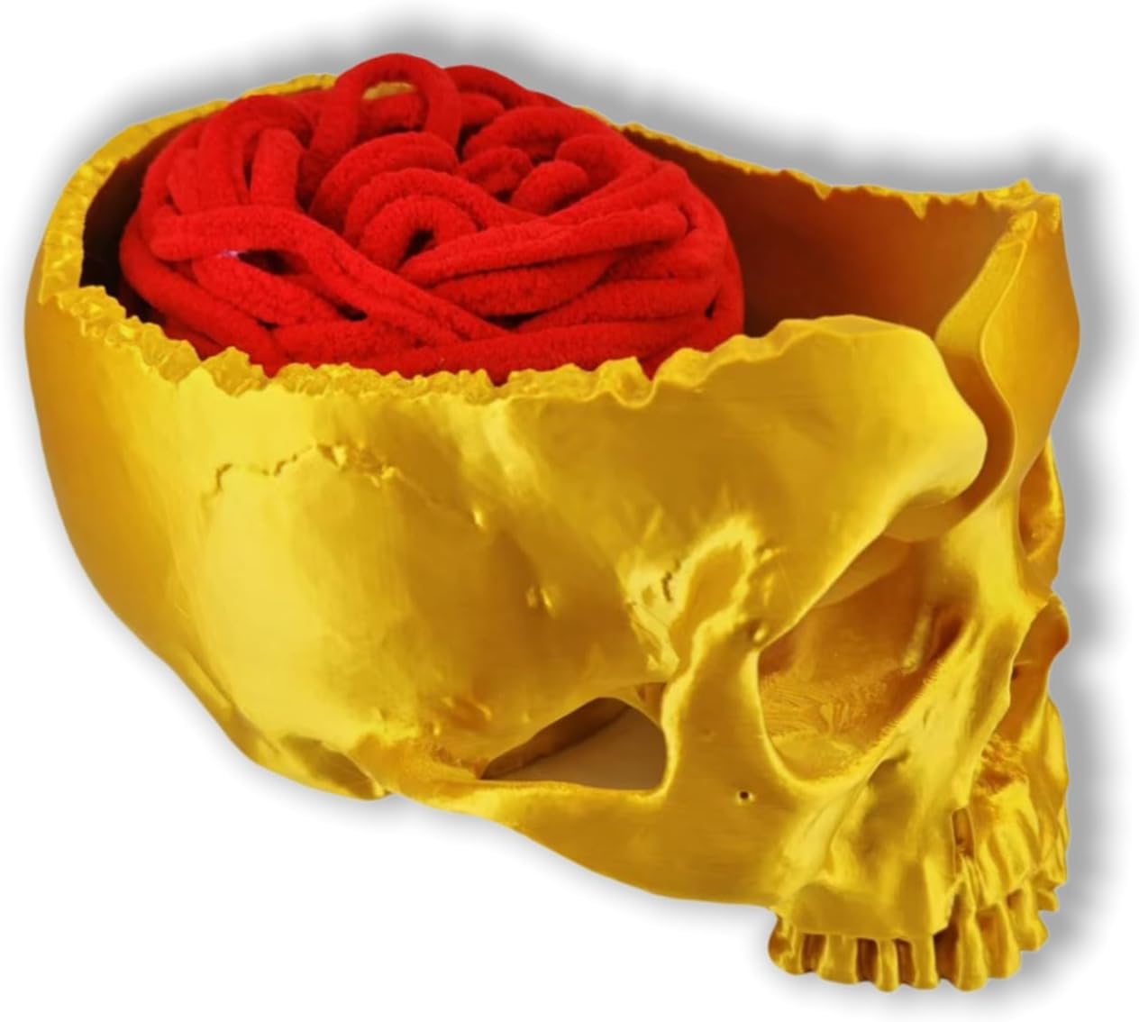 Skull Yarn Bowl Holder Storage for Crocheting Crochet Knitting Accessories,Unique Skull Yarn Bowl Holder (Golden)