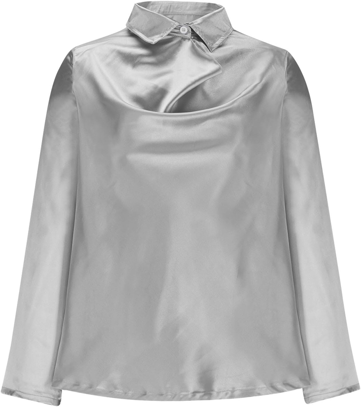 Womens Elegant Cowl Neck Shirts Long Sleeve Business Casual Dressy Lapel Collar Office Work Tops Fall Solid Outfits