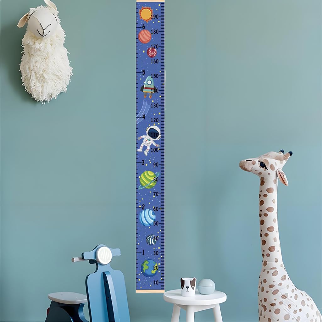 ZIBUYU® Height Measuring Scale Sticker, Wall Stickers for Kids Growth Chart Wall Hanging for Height Tracking, Waterproof Canvas for Kids Room Decor & Wall Decor, 20*200cm (with wooden hanging scroll) - Image 5 thumbnail
