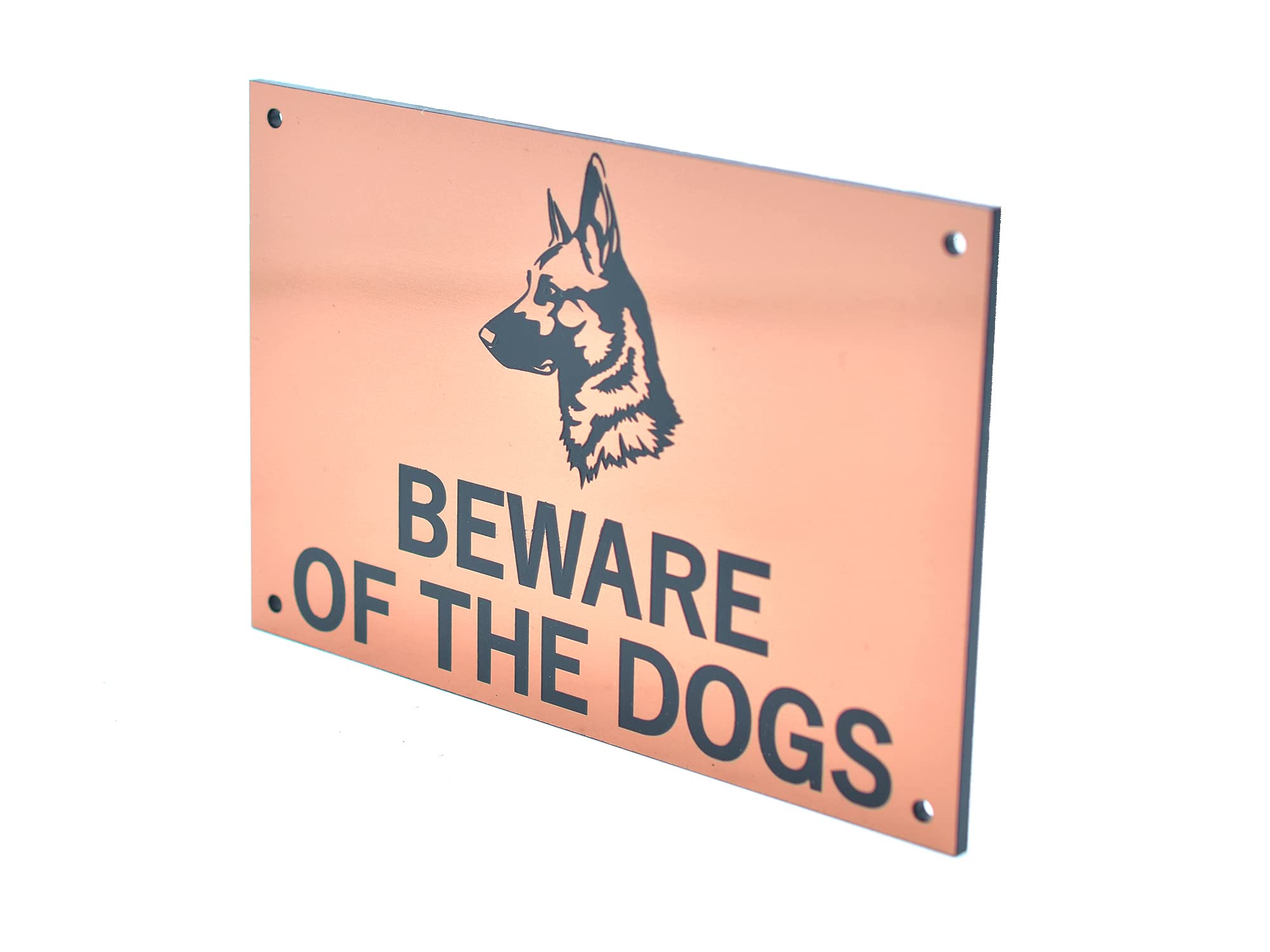 Copper Beware of the Dogs Sign – 145×95mm Engraved Acrylic Warning Plaque