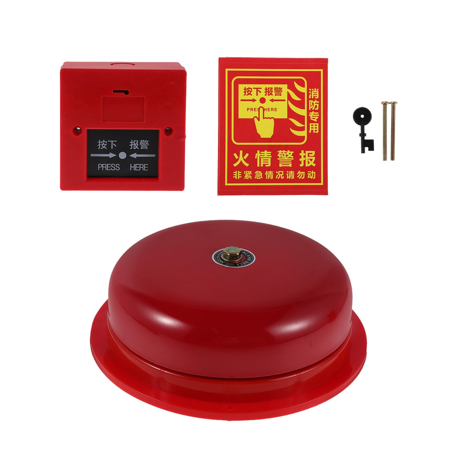 Cloche alarme incendie COLLBATH avec kit complet bouton-poussoir et signalétique