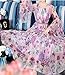 MedeShe Women's Bell Sleeve Flowy Chiffon Maxi Dress Holiday Beach Floral Sundress (Light Pink Floral, 2XL)