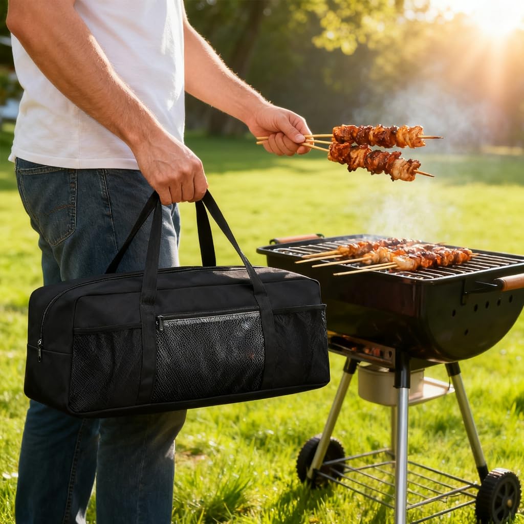 Przestronny uchwyt na sprzęt do grillowania przenośna torba do przenoszenia na kemping wędrówki narzędzia kuchenne na zewnątrz