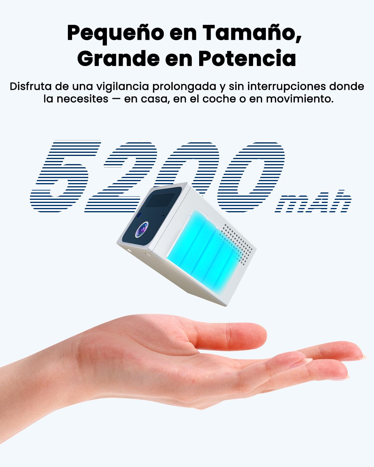 UCOCARE Mini Camara Espia 4K sin Cables, WiFi y Modo Ap sin WiFi | Videovigilancia sin Internet Batería 5200mAh, Visión 160°, Visión Nocturna, Detección Movimiento IA, para Coche, Viajes