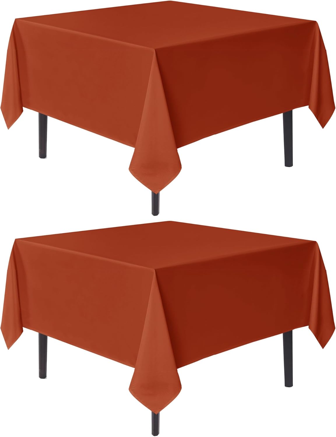 sancua Thanksgiving Square Tablecloths 85x85 Inch Rust, 2 Pack Fabric Fall Table Cloth for Square or Round Tables, Burnt Orange Washable Polyester Table Cover for Dinner, Holiday Party, Display Tables Rust 85x85 Inch, 2PCS