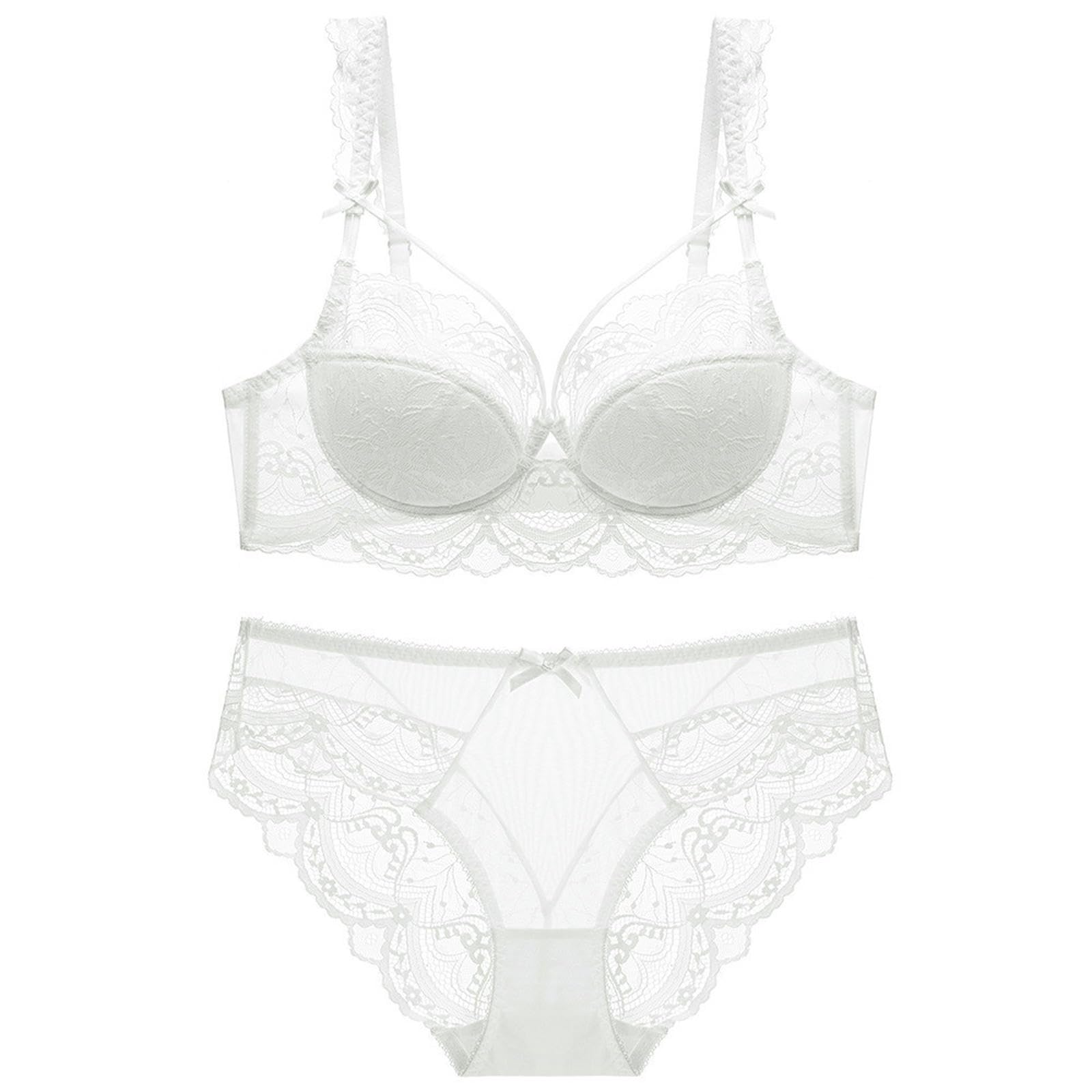 Sujetadores Conjunto De Lencería Encaje Fino para Mujer, Adelgazante Y Moldeador Bustos Más Grandes, Sexy Seductor -blanco-32 70a