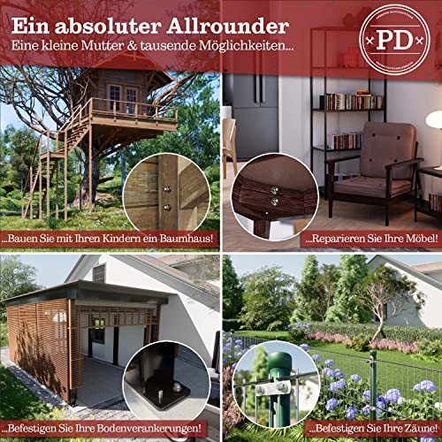 PD® Hutmuttern M12 Edelstahl (DIN 1587) | Hochwertige A2 V2A Edelstahl Kappenmuttern | Schutzkappen Muttern in hoher Form für Schrauben, Gewindestangen & Gewindebolzen | 10 Stück