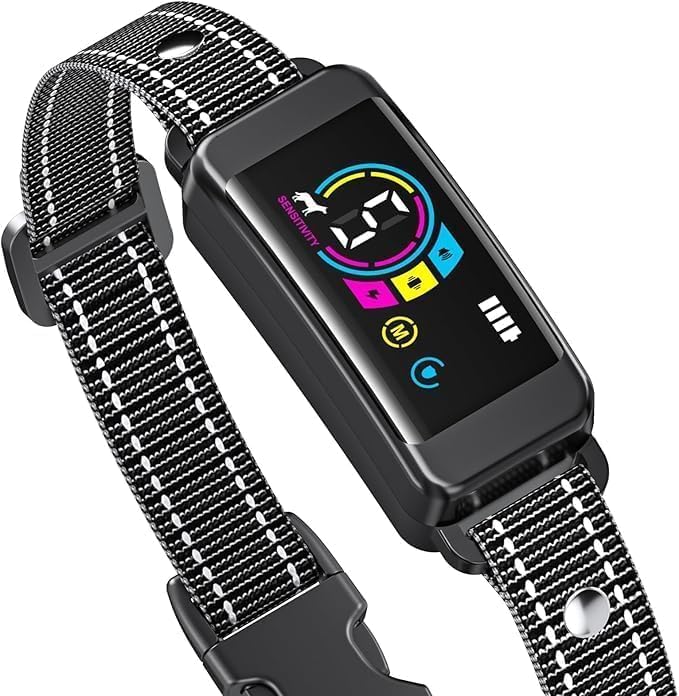 Dog Bark Collar-Automatic Stop Barking Collar for 10-120lbs Dogs, with 3 Adjustable Sensitivity Modes Beep Vibration Shock,IP67 Waterproof - Effective No Bark Collars