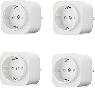 Amazon Basics Smart WLAN-Steckdose Wi-Fi für EU-Steckdose, für den Innenbereich, nur kompatibel mit Alexa, Weiß, 4 Stück