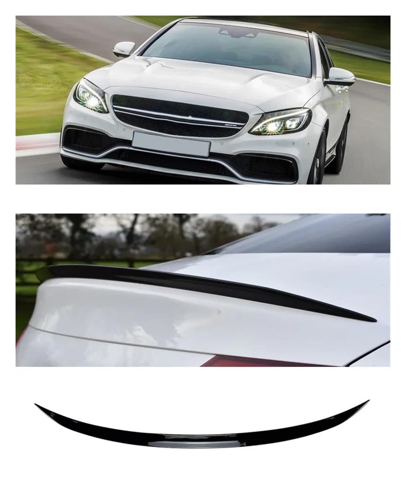Auto Becquets Arrière pour Mercedes pour Benz Classe C C63 C43 C180 C200 C250 C300 C400 C450 pour AMG Noir Coffre Aileron W205 Berline 2015