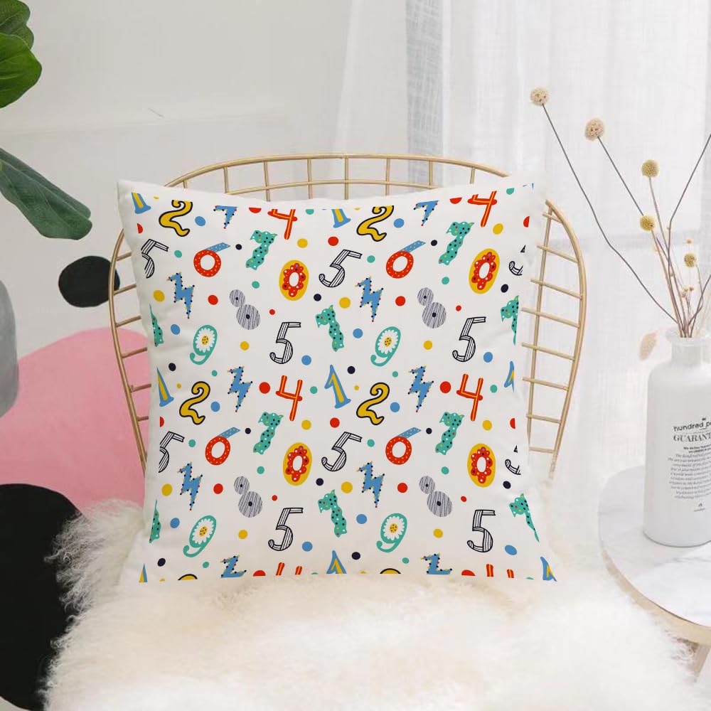 HYMSXW Cushion Cover,Throw Pillow Case Home Decorative for Living Room Bedroom Sofa Chair 20X20 Inch,Colorful numbers and polka dots.Can be used in textile industry paper backgroun,Pillowcase 50X50cm
