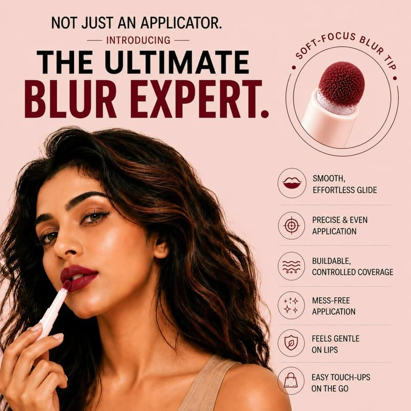Image of MARS Lip Fuzz Blurring Lip Cream with Cushion Tip Applicator | Paraben-Free | Air-Soft Matte Lipstick | Blurred Finish | One Swipe High Color Payoff | 3 ml (01-BARE HUG)