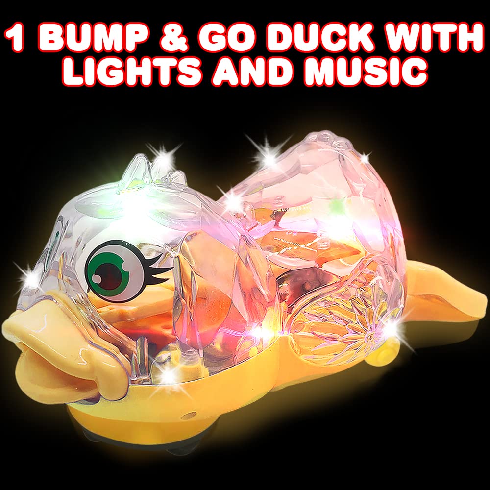 ArtCreativity Light Up Musical Duck for Kids, 1 Piece, Moving Duck Toy with Bump and Go Mechanism, Musical Toys for Boys and Girls, Great Birthday idea