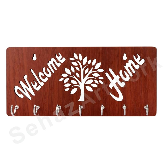 Sehaz Artworks Key Holder for Home | Key Stand | Key Holder for Wall | Key Hangers for Wall (7 Hooks, Welcome Home) at Rs. 99