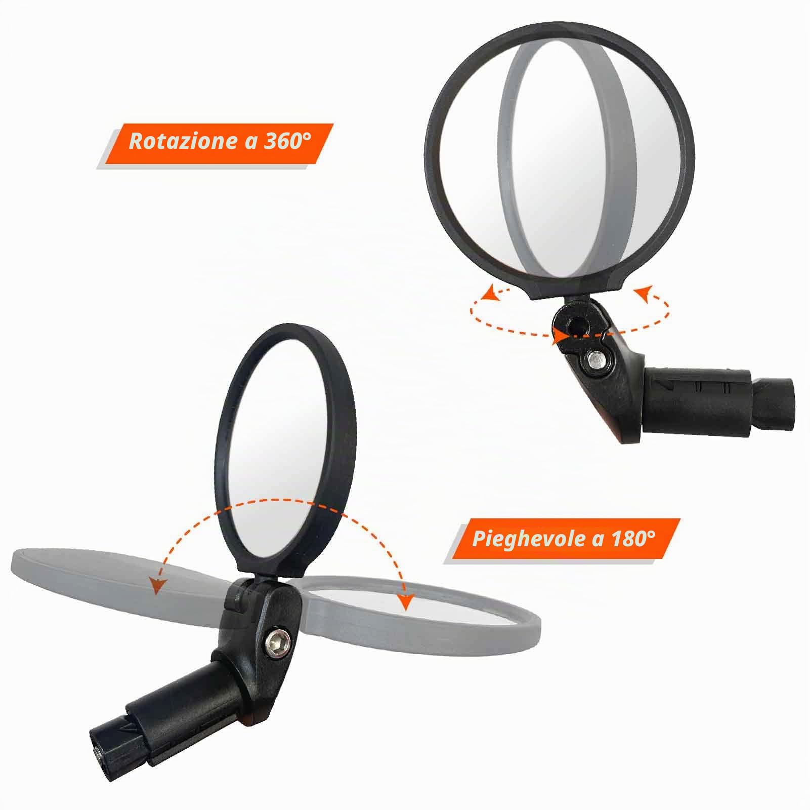 Specchietti Bici, Specchietto Retrovisore per Bicicletta, Universale 360 ° Regolabile Specchietto per bicicletta elettrica, monopattino elettrico per Manubrio (14.8-23 mm)