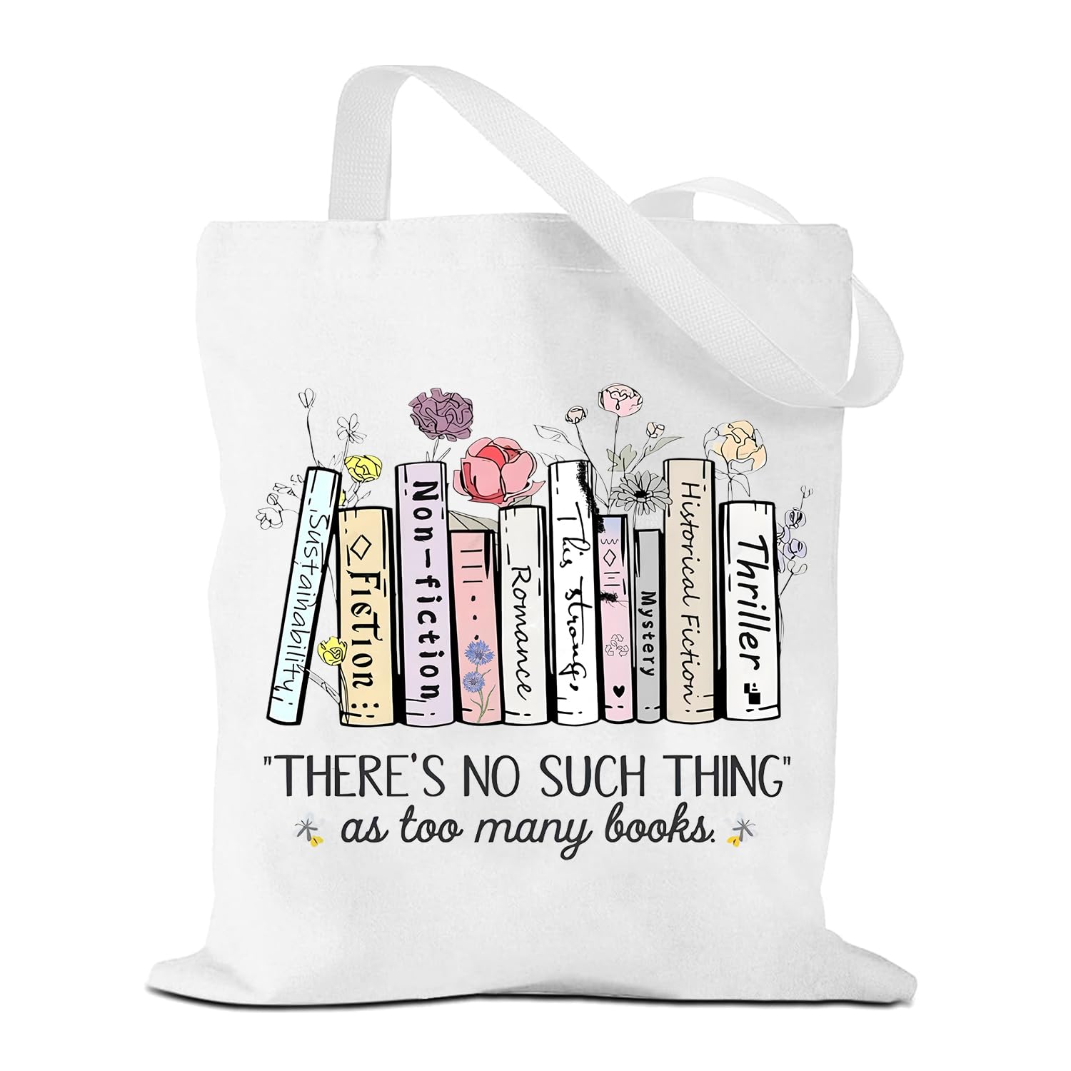 NANYUAYA Book Tote Bags Women Book Lover Gifts Foldable Shopping Bag Reusable Cute Cotton Books Bag for Bookish Bookworm Reading Lovers — image 1