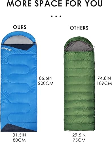 Miniatura 3 de Saco de dormir para niños, adultos, niños, niñas, jóvenes, clima frío y cálido, mochilero, ultraligero y compacto, impermeable, para camping,