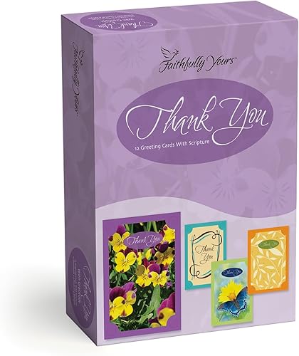 Faithfully Yours Greetings - Surtido de tarjetas de agradecimiento religiosas en caja, con gratitud con versículos bíblicos de las Escrituras (caja