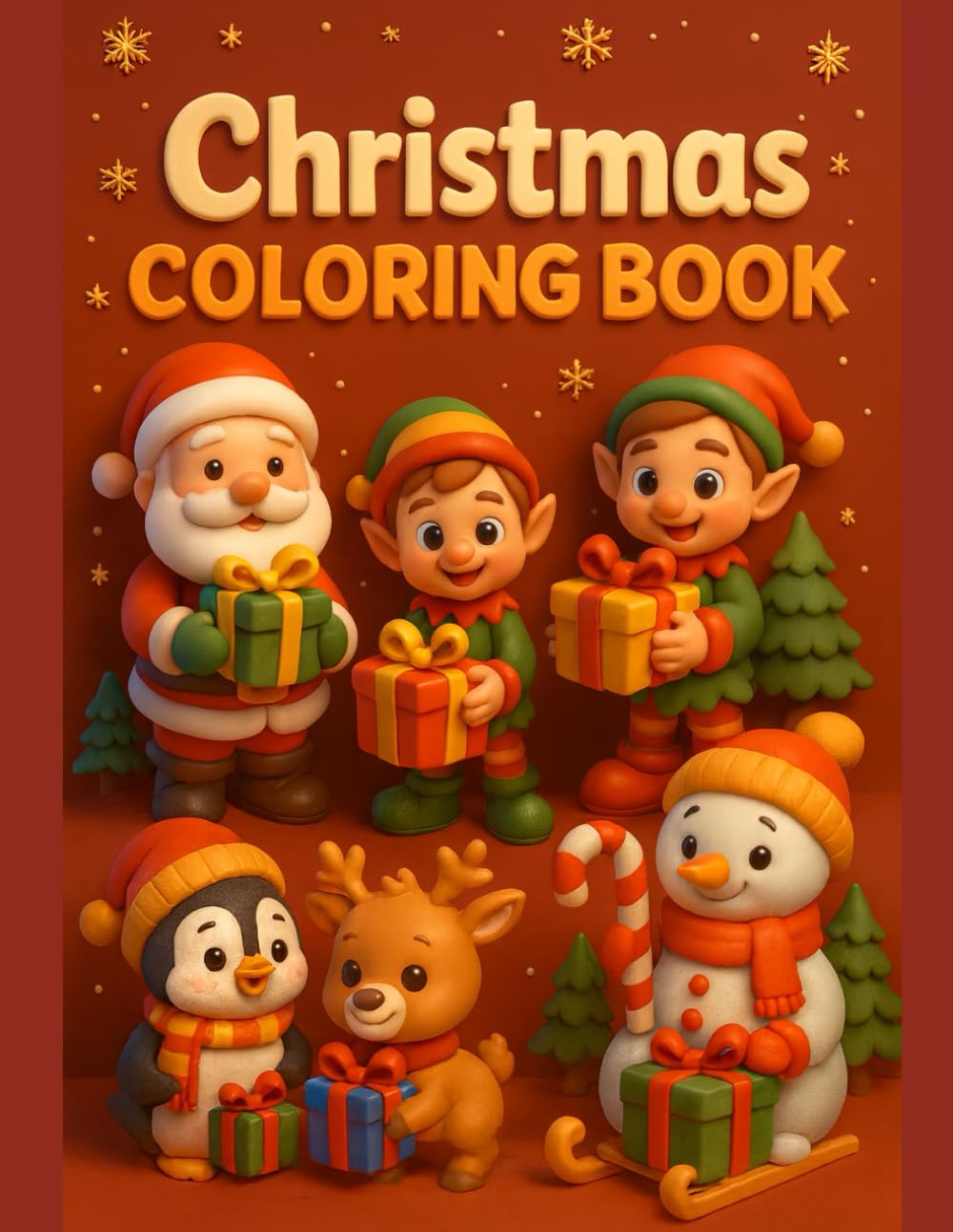 Christmas Coloring Book Cute Santa, Elves, Reindeer & Holiday Friends: Fun and Easy Christmas Coloring Pages for Kids