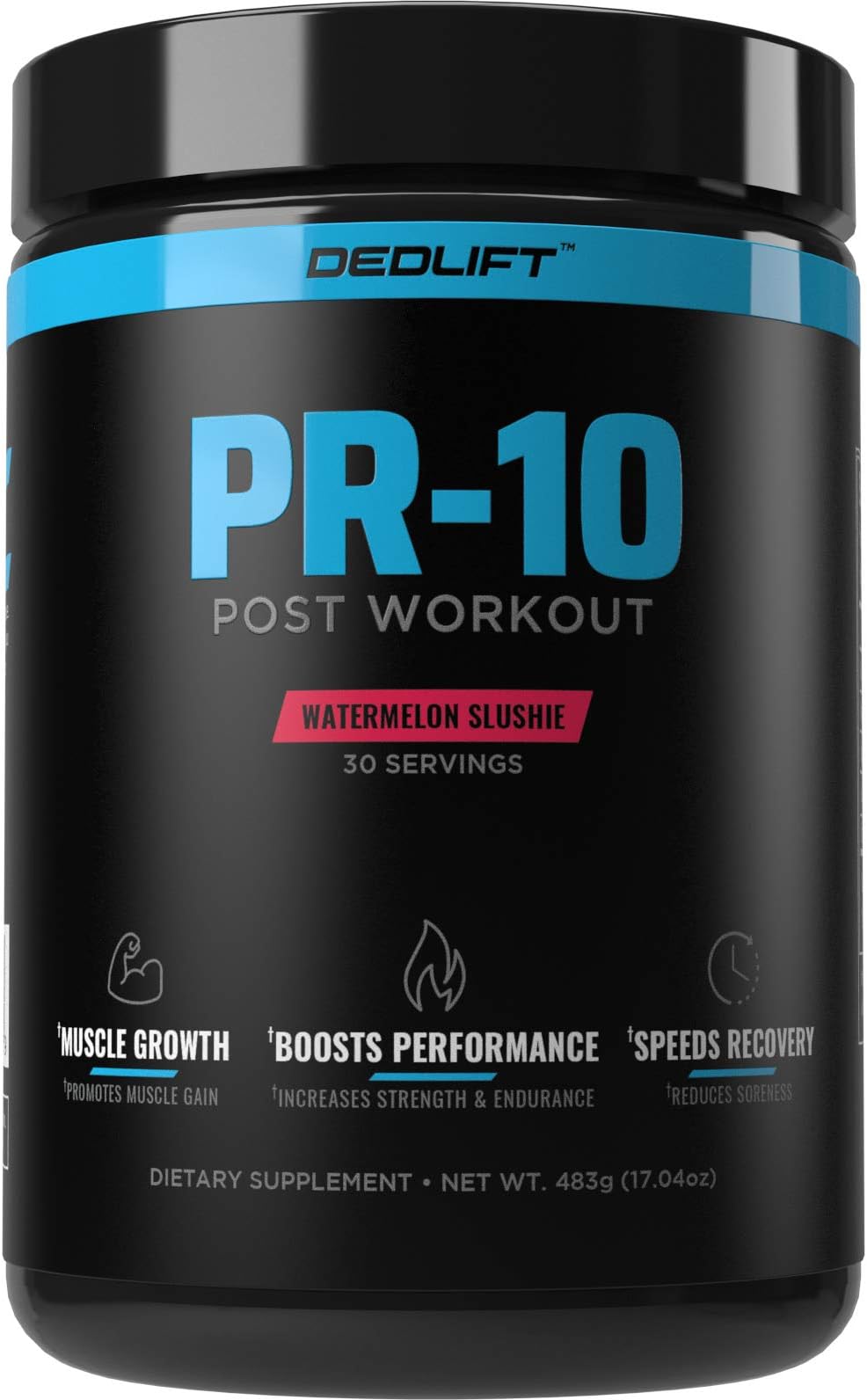 DEDLift PR-10 Post-Workout Recovery Drink with Creatine, Leucine & Betaine, Watermelon Slushie, 30 Servings