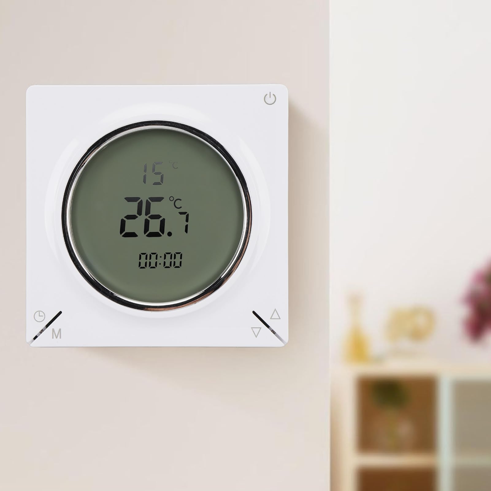 Termostato Digitale 16A per Riscaldamento Elettrico a Pavimento, Regolatore di Temperatura con Schermo LCD con Funzione di Memoria, Regolatore di Riscaldamento Ambientale Abilitato, 5-45°C,