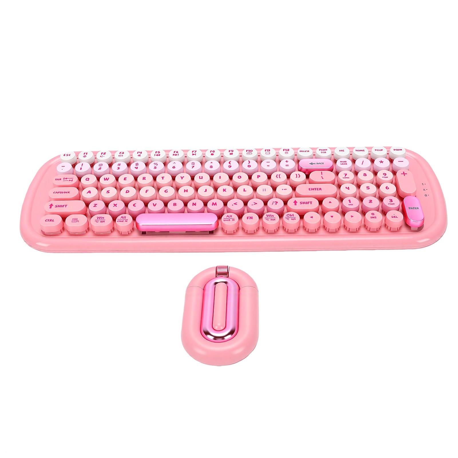 Sorandy Combo de Teclado y Mouse Inalámbricos, Teclas Redondas para (Pink)