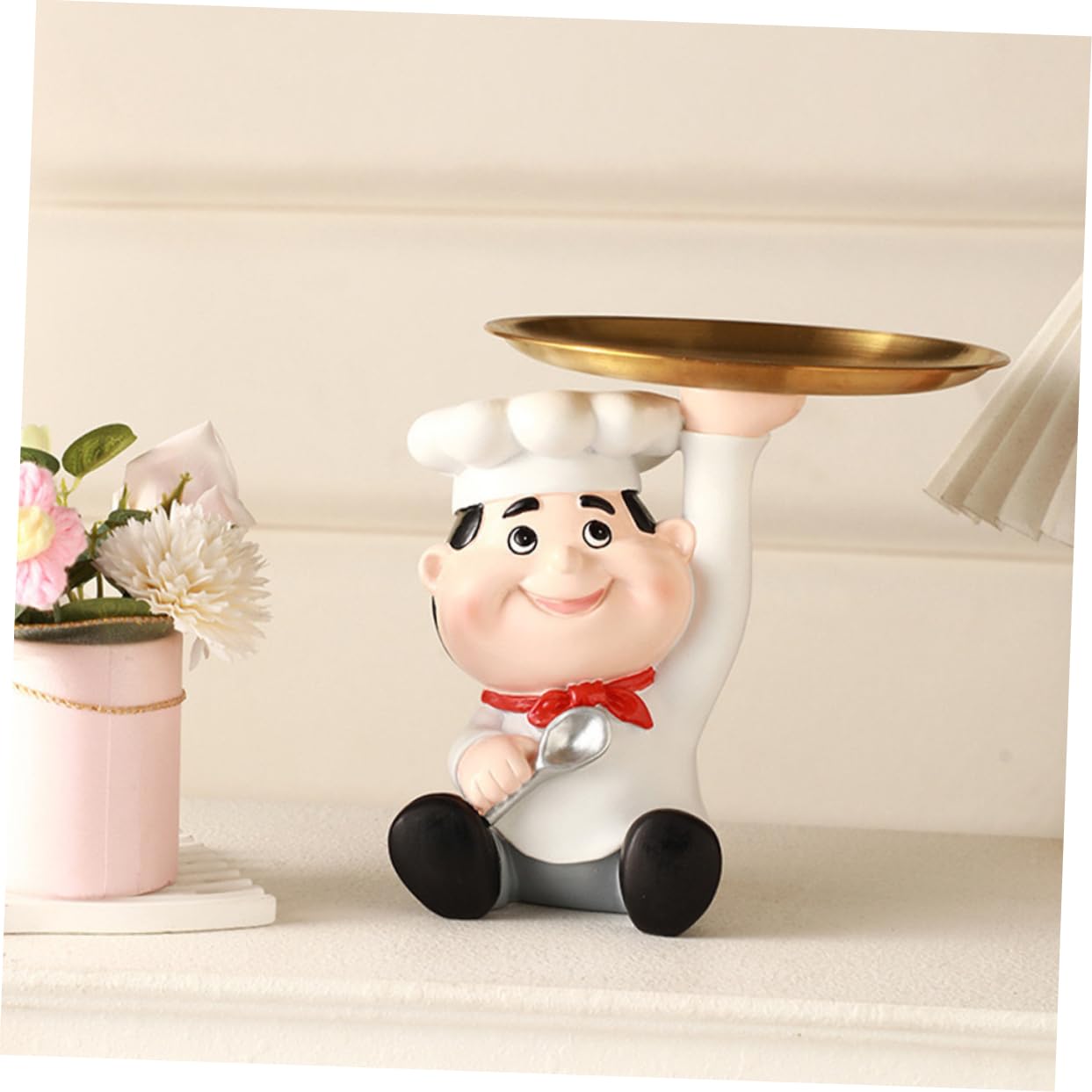 OUNONA Portaoggetti a Forma di Chef in Resina Bianca per Cucina, Decorazione per Casa, Utenza per Borse e Trucchi