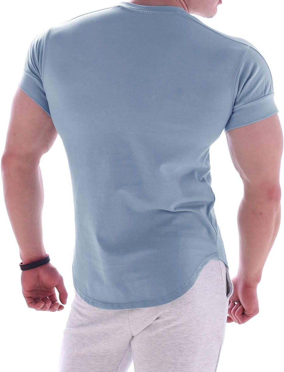 Mens Muscle Cotton Lightweight Workout Short Sleeve T-Shirts Gym Sweat Tee T24 - Image 4
