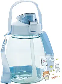 LYOR - Garrafa para Água de Policarbonato com Adesivo e Alça Dupla Azul 1200ml