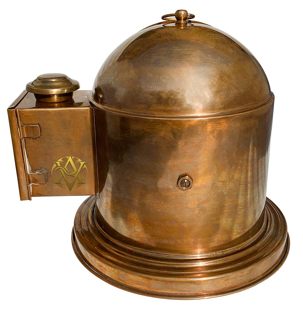 Boussole Nautique Vintage Sur Cardan - Décoration Marine En Laiton Et Verre
