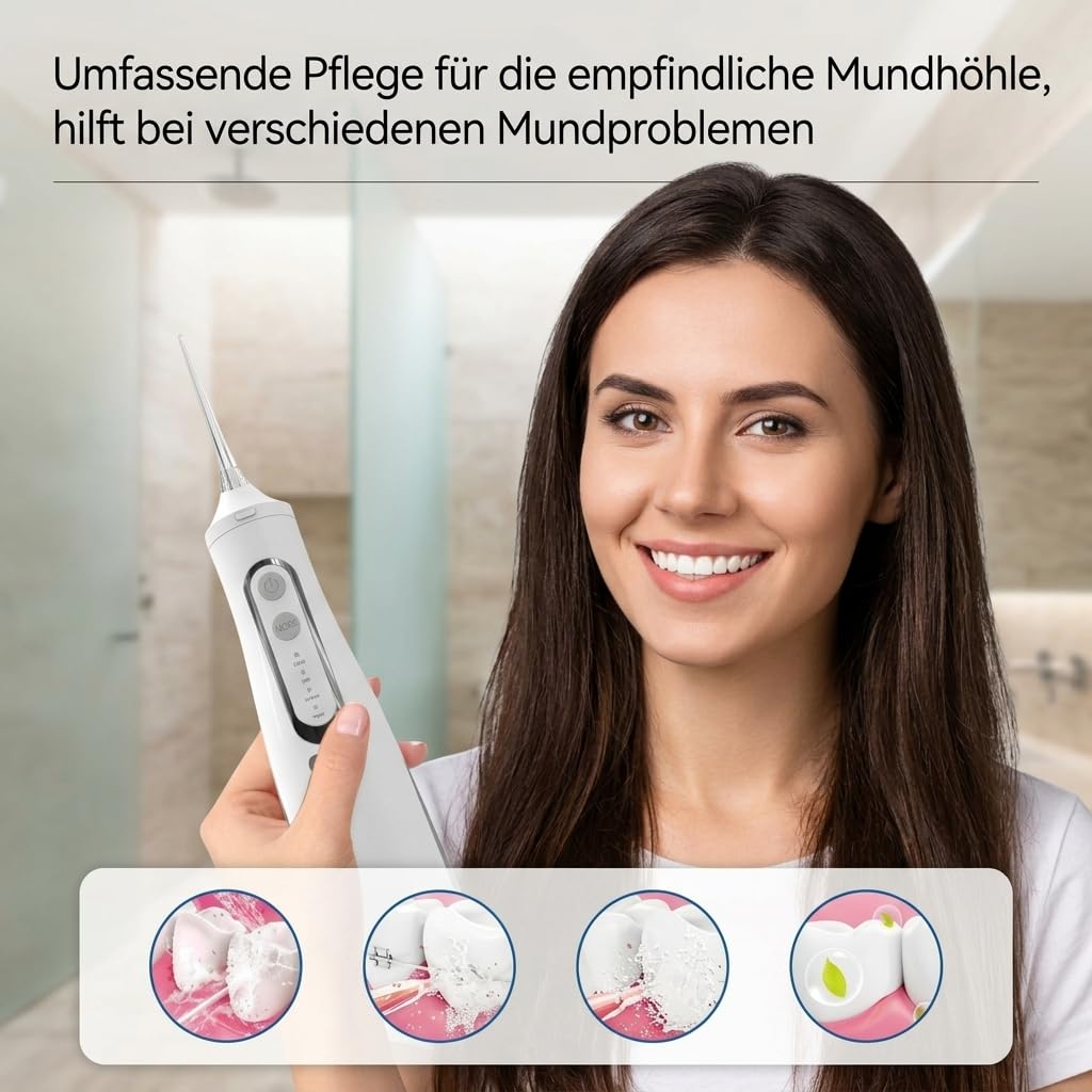 Oryzorm Proflow 2.0 Wireless Oral Irrigator Munddusche Tragbar Mit Mehreren Modi Für Effektive Mundpflege Im Alltag Und Auf Reisen (Weiß)