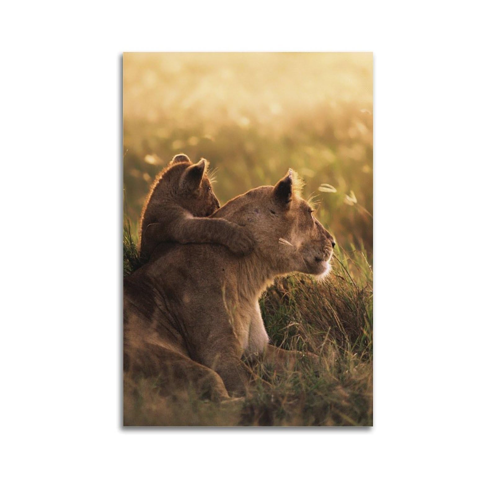 Xkuga Boys Unframe-Style Africa Wildlife Poster Nature Vintage Lioness With Cubs Modern Decorative Canvas Prints - Ideal Wall Art For Family, Man Cave, Game Room, & Girls Bedroom 20X30inch(50X75cm)