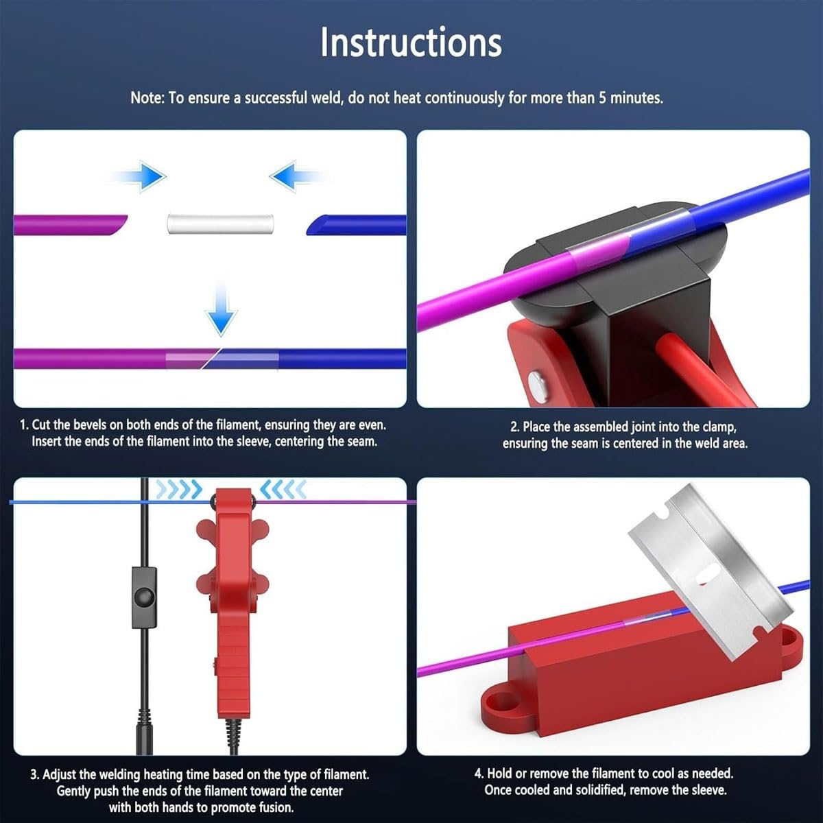 Spawarka do drukowania 3D, materiały eksploatacyjne do druku 3D, spawarka światłowodna, narzędzie do łączenia włókien o średnicy żarnika 1,75 mm i 2,85 mm,do wszystkich rodzajów PLA/ABS/PETG/TPU/PC/PP