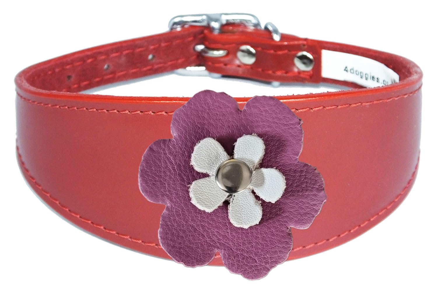 Flower Design Sighthound Leather Collar with Padded Backing for Whippet and Greyhound 2-7