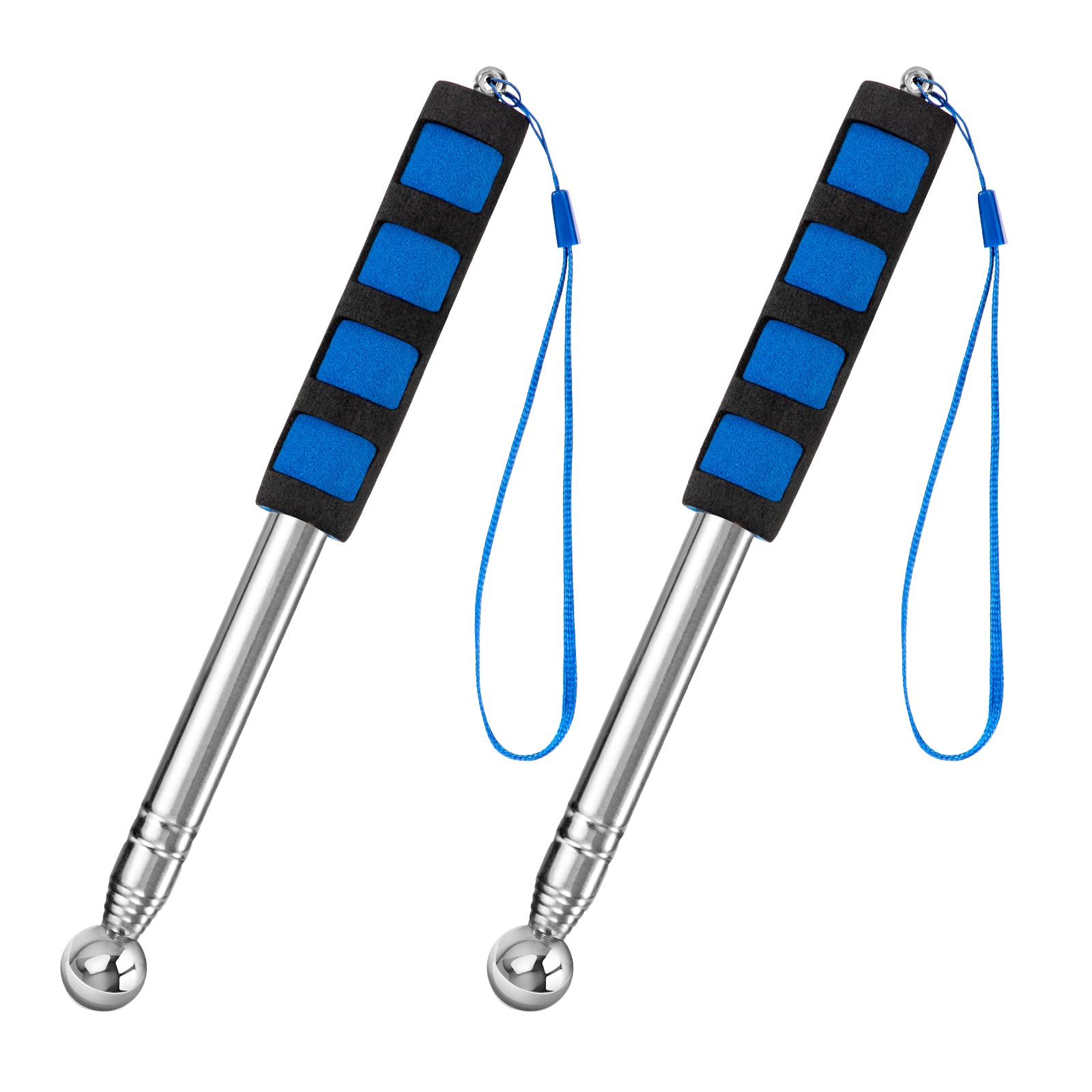 Martello a Tamburo Cavo Martello di Rilevamento Telescopica Regolabile Strumento di Ispezione della Casa per Piastrelle Pavimenti Soffitti Pareti Controllo 115 cm 2 Pezzi (Blu)