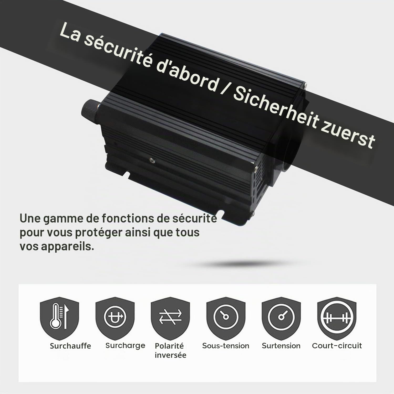 Convertisseur 400W 12V 220V Convertisseur de Tension Double USB Power Inverter DC 12V AC 230V, Onduleur Transformateur avec Allume Cigare Prise Electrique
