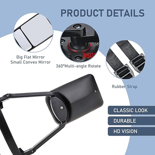 Miniatura 3 de 2 espejos retrovisores de tracción para automóvil, rotación de 360 grados, doble visión ajustable, espejos de remolque universales, para automóvil y