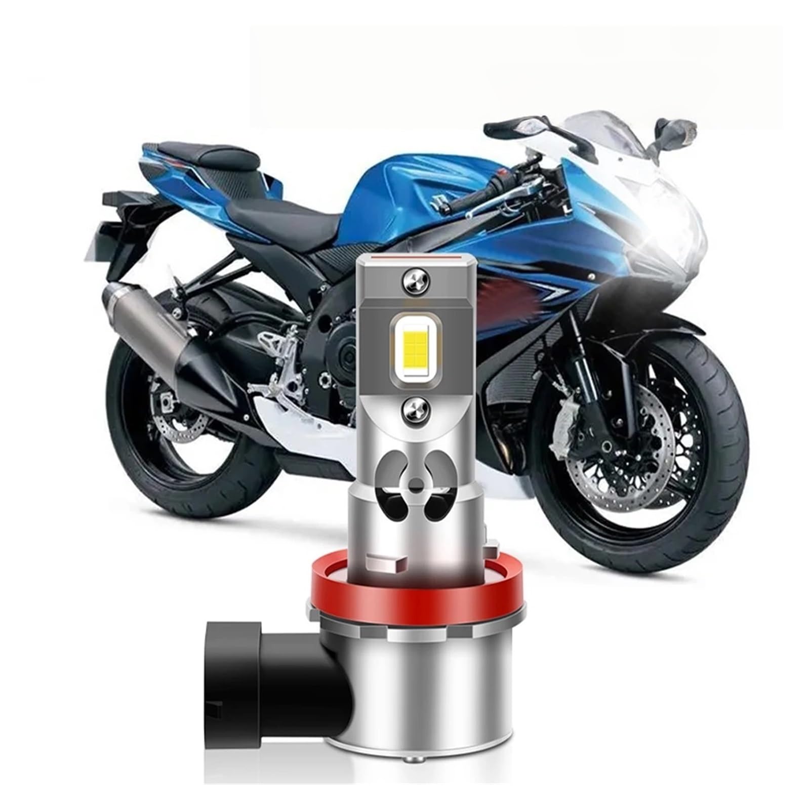 Phare Assemblage pour GSXR600 2006 2007 Et 2011 2012 LED Très Brillante H11 Moto Phare Scooter Lampe 12V 6000K 15000LM(1)