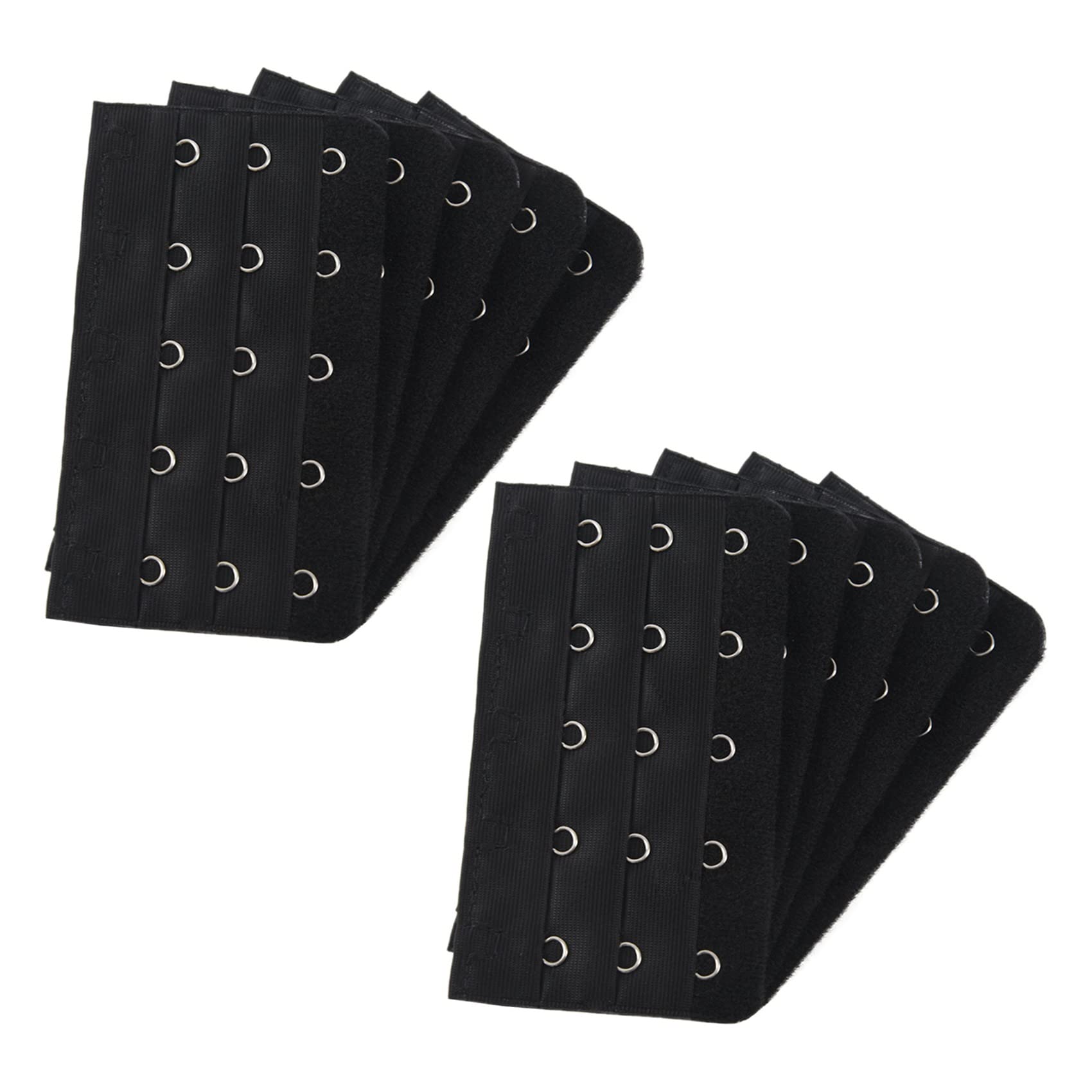Hwireuigt Women's Black 5 Rows Hook And Eye Tape Extension Bra Strap Extender 10 Pcs For